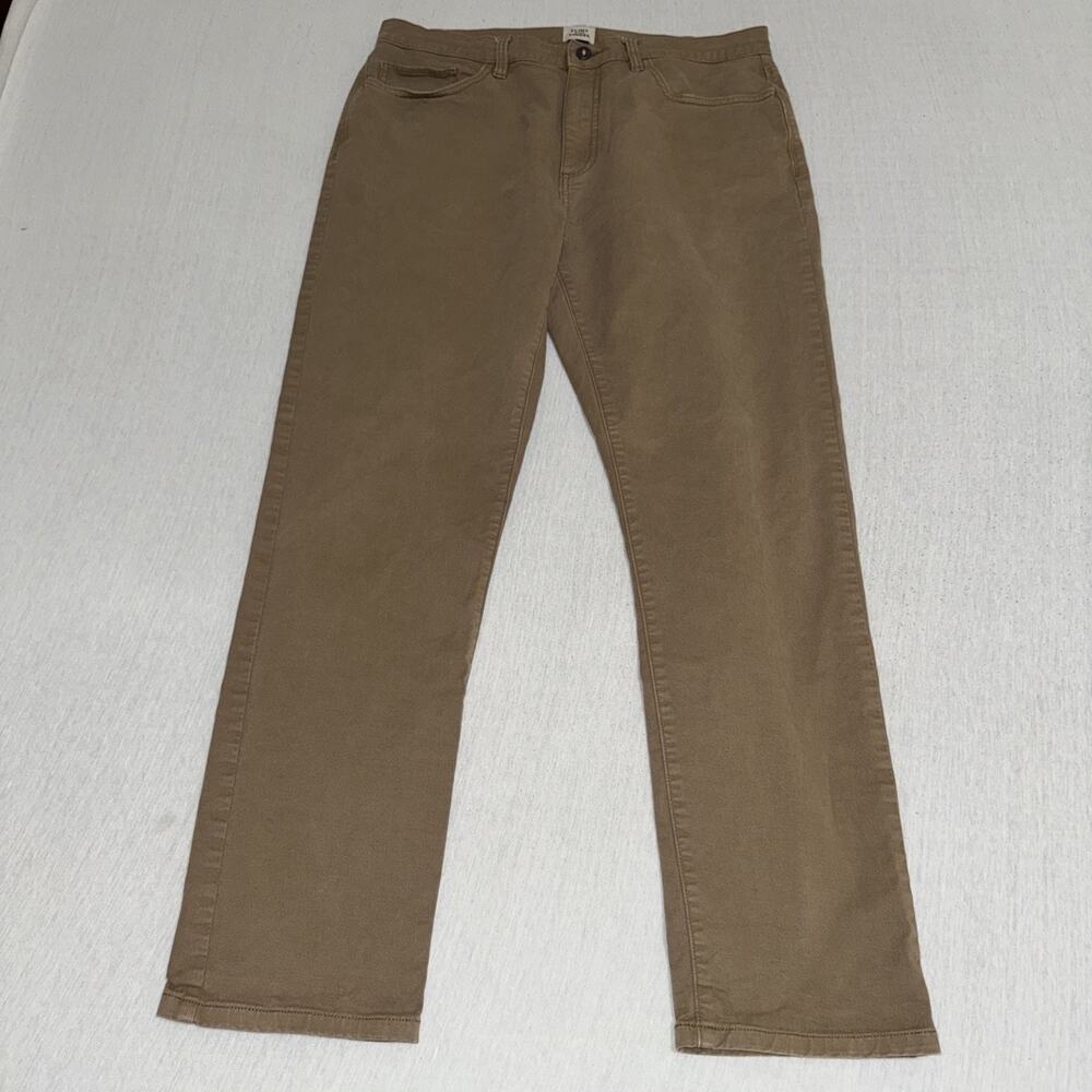 Flint and Tinder Tapered Fit Pants Mens 34x30 Tan Khaki Chino 5-Pocket Twill EUC